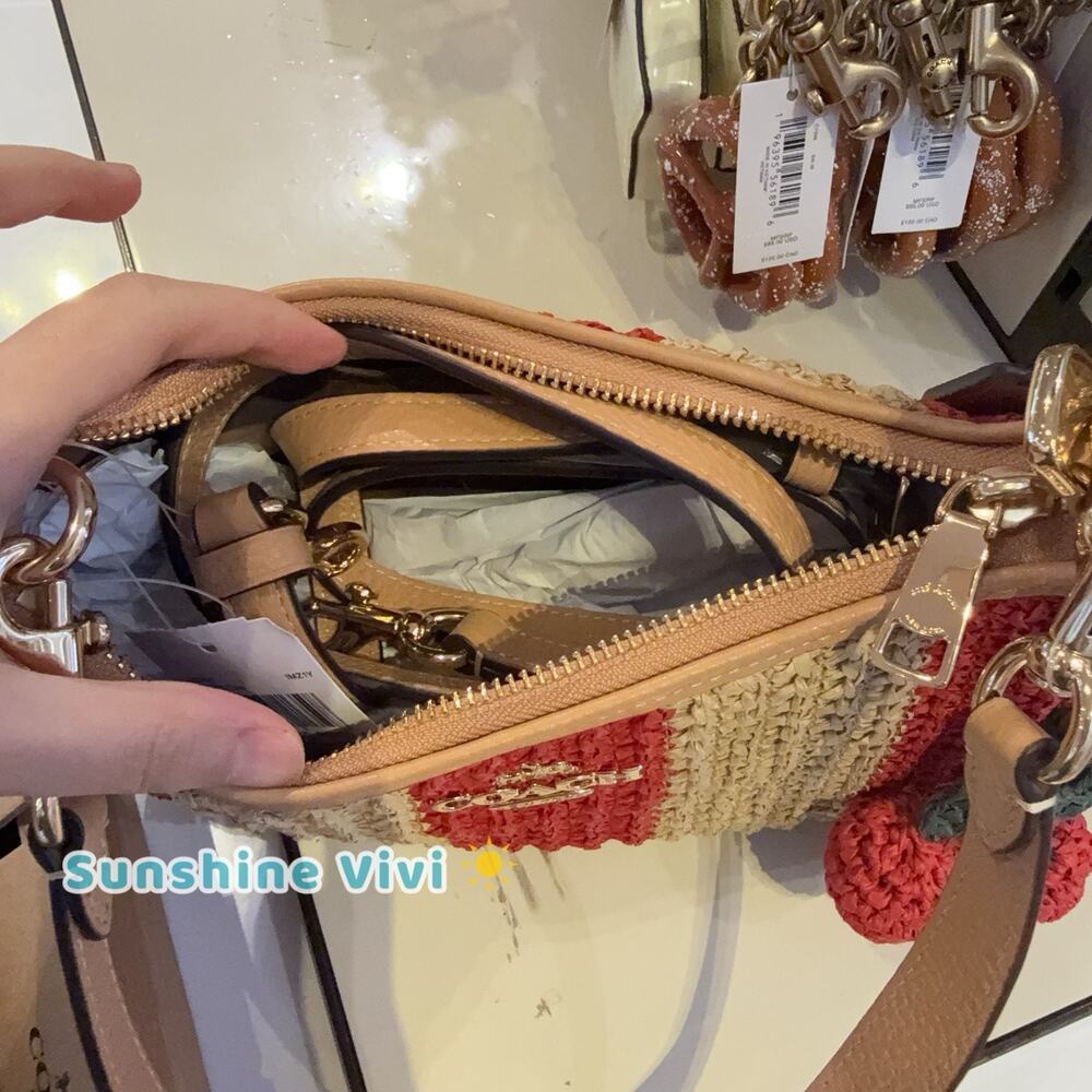 NWT Coach Teri Shoulder Bag With Stripes And Charm Gold/Red/Tan CER34 - Picture 2 of 12